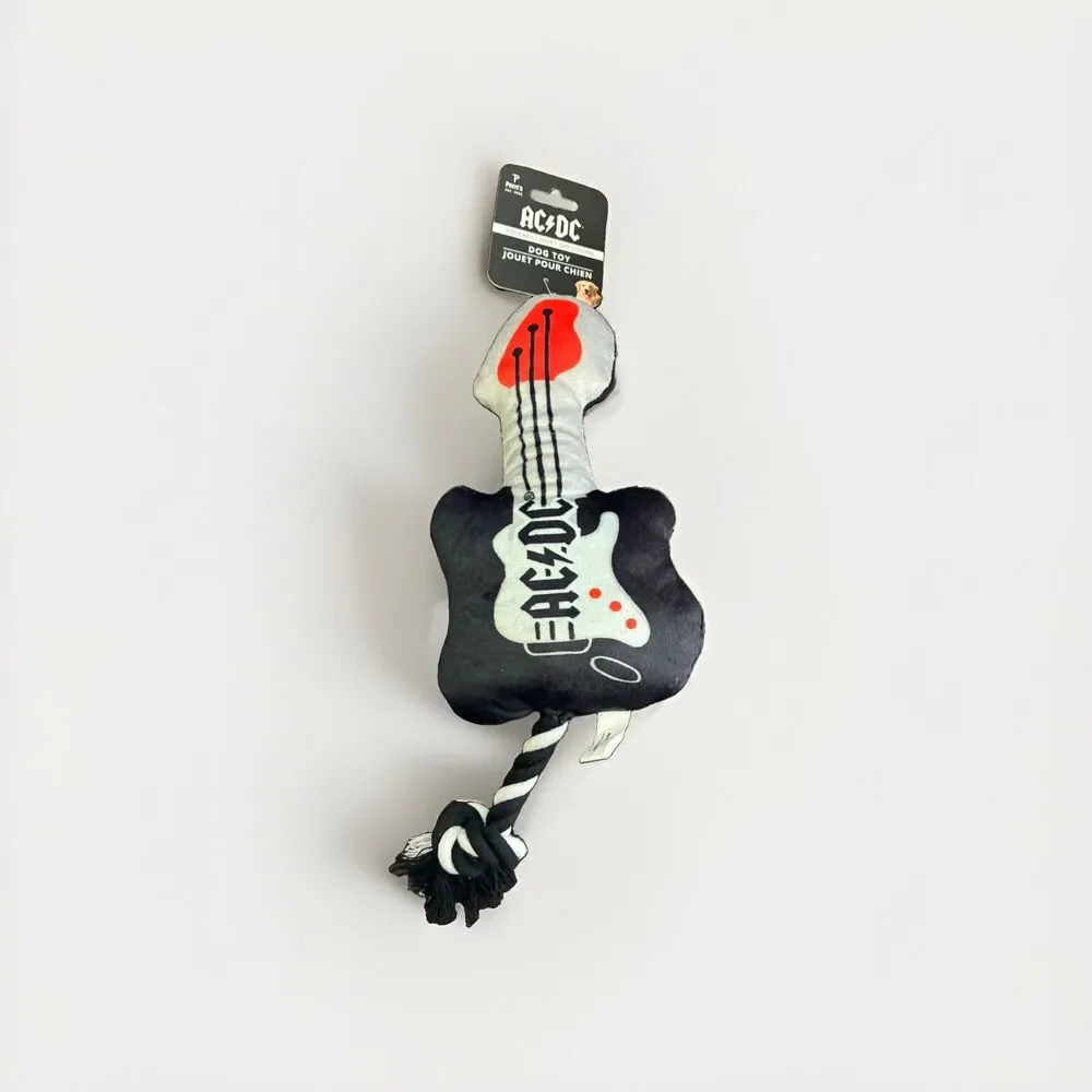 AC/DC Guitar Dog Toy Plush Squeaky Pet Toy AC DC Band Novelty